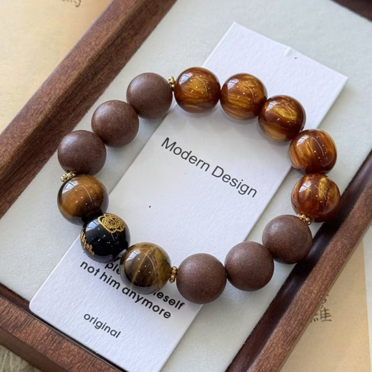 Golden Tiger's Eye He Xiang Incense Bracelet
