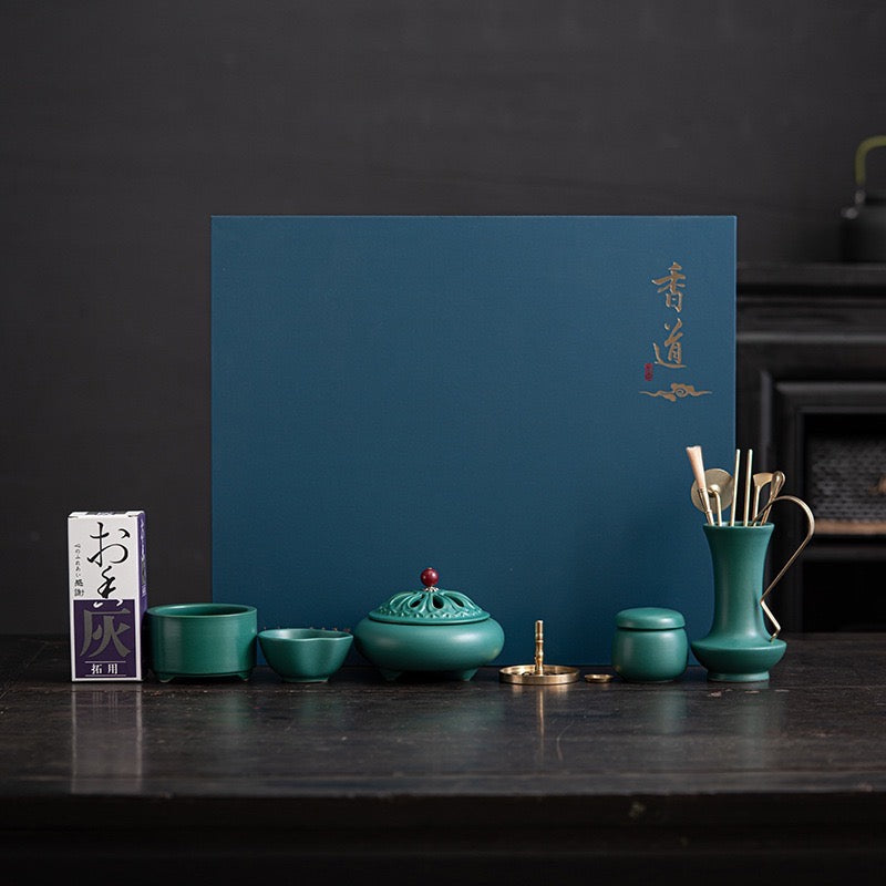 Imperial Peacock Green Zen Incense Set (13pcs)