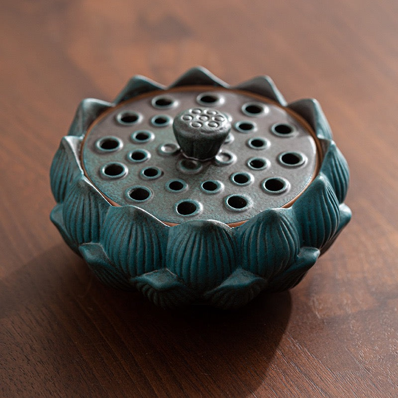 Lotus Flower Rough Pottery Incense Burner