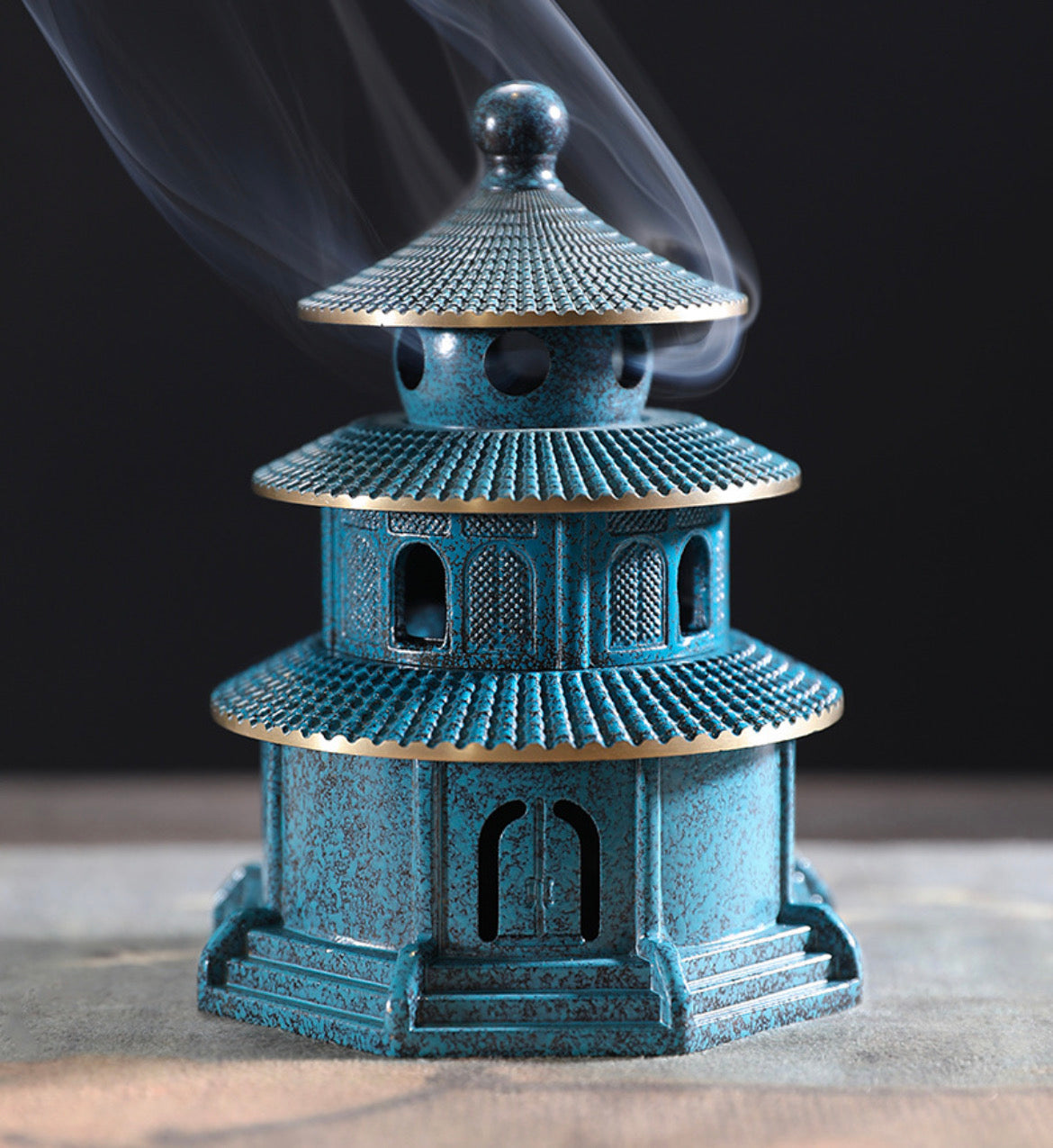 Burnished Blue Copper Altar Incense Burner