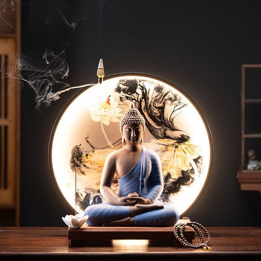 Buddha Statue Backlight Scenic Incense Burner