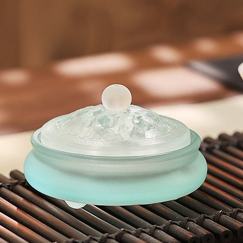 Elegant Tri-legged Glaze Incense Burner with Auspicious Cloud Design